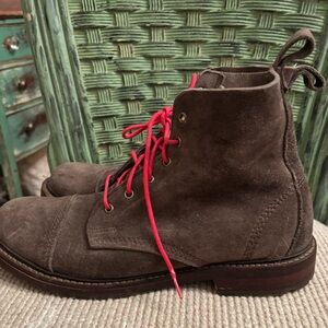 Allen Edmonds Brown Suede Boots with Red Laces
